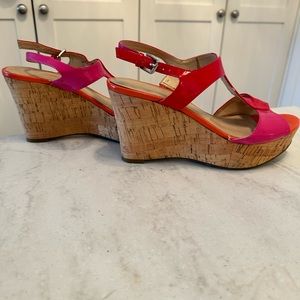 Colourful platform cork heels